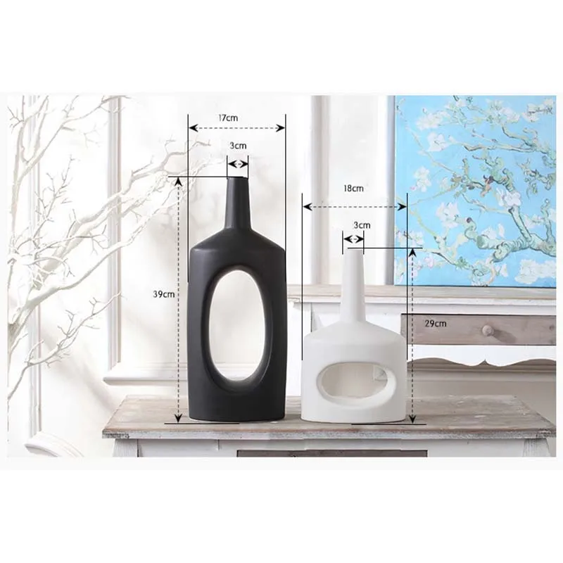 Креативная черно-белая ваза в скандинавском стиле цветочный горшок абстрактные