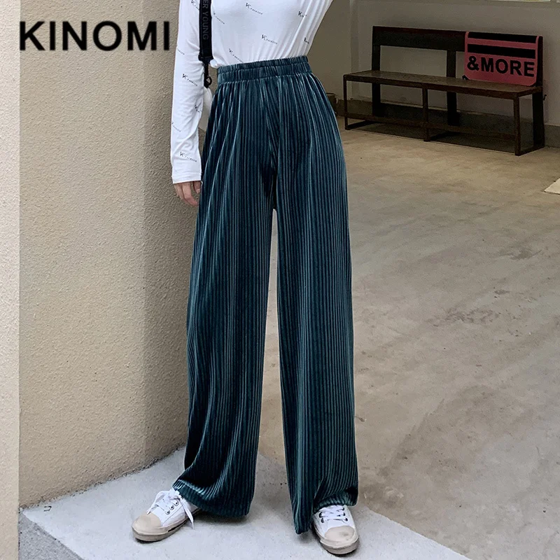 KINOMI женские осенние зимние шикарные широкие брюки повседневные элегантные