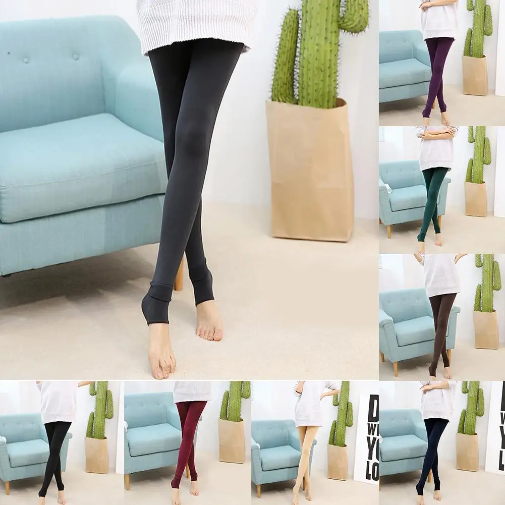 

Женские теплые флисовые леггинсы, вязаные бархатные повседневные теплые леггинсы, плотные эластичные зимние леггинсы X1J2, 1 шт.