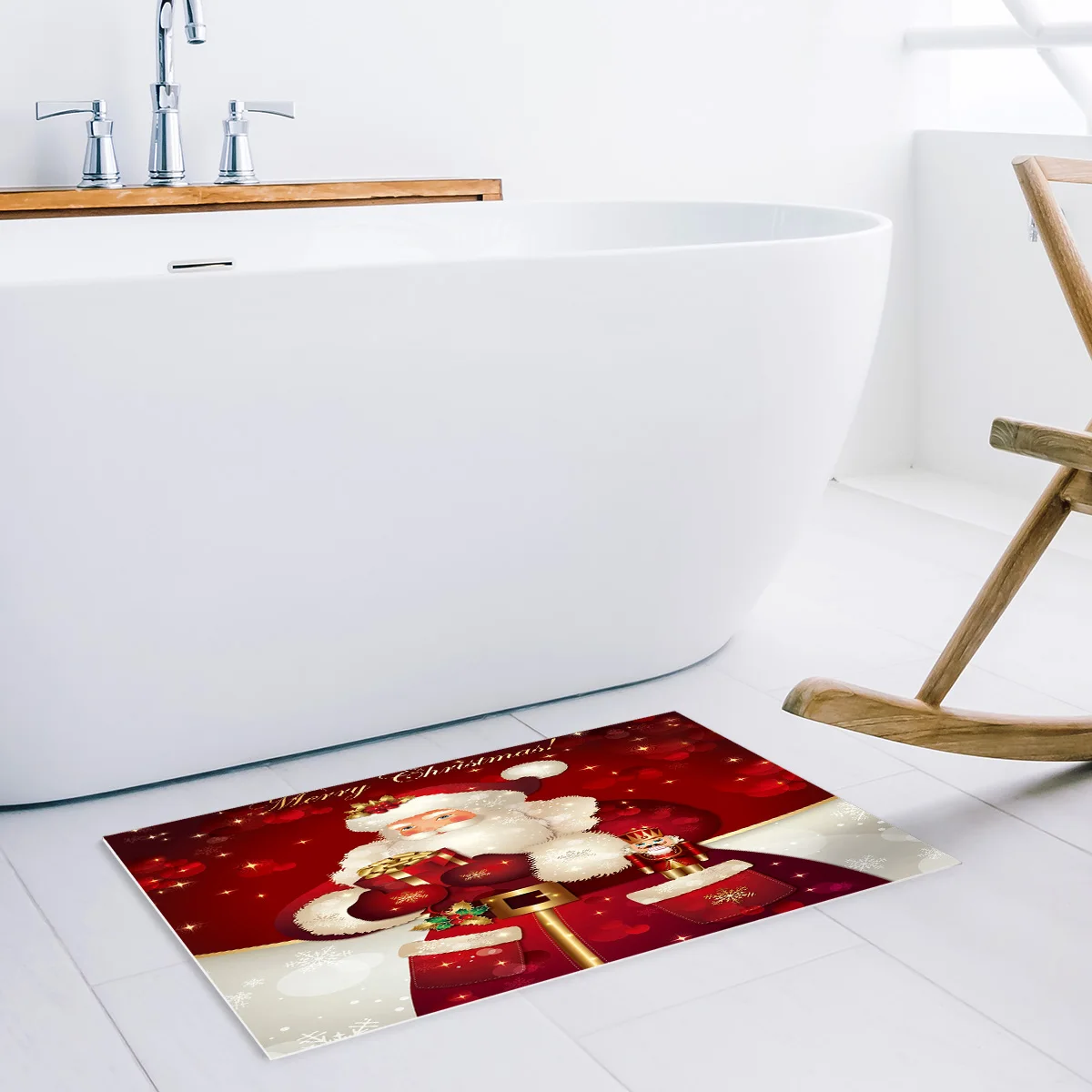 Merry Christans Santa Bath Rugs Christmas Doormat Non-Slip Door Mat Carpet Bathroom Accessories Customizable | Дом и сад