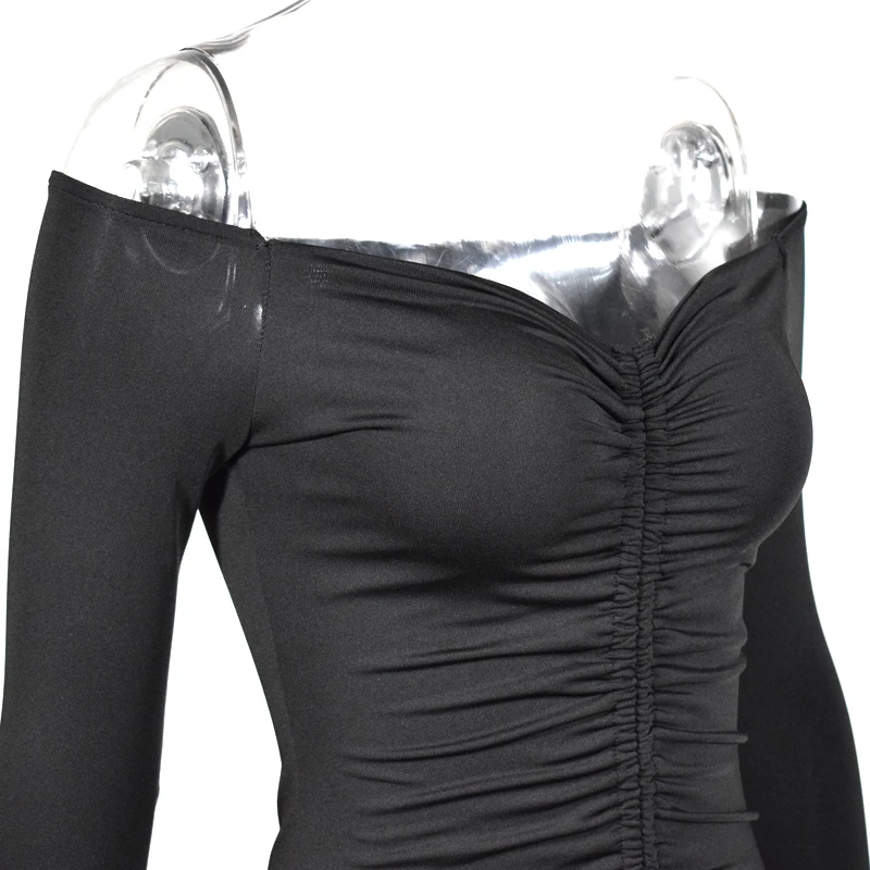Невозьму 2 слоя осеннее платье Для женщин с открытыми плечами Drawstring Ruched Bodycon платье женские вечерние Клубные пикантные зимнее платье