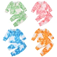 infant newborn baby girls boys spring autumn tie dye print clothes sets long sleeve t shirts pants toddler sleepwear outfits