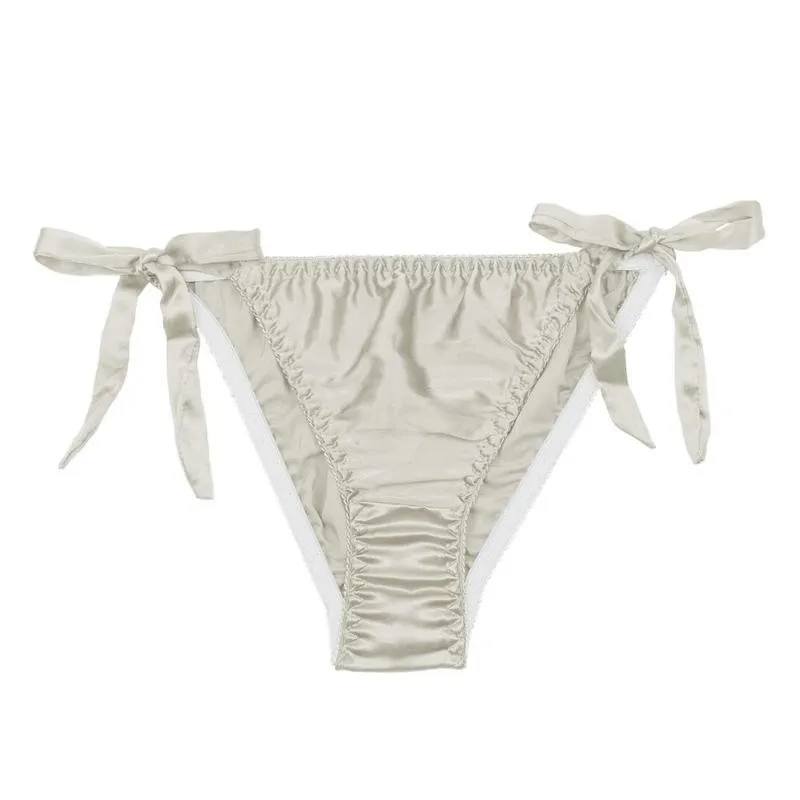 

1pcs Lace-up Silk Panties Color Women's Sexy Bikini Lace Panties Panties Satin Underwear Briefs Seamless Briefs Lingerie X4F3