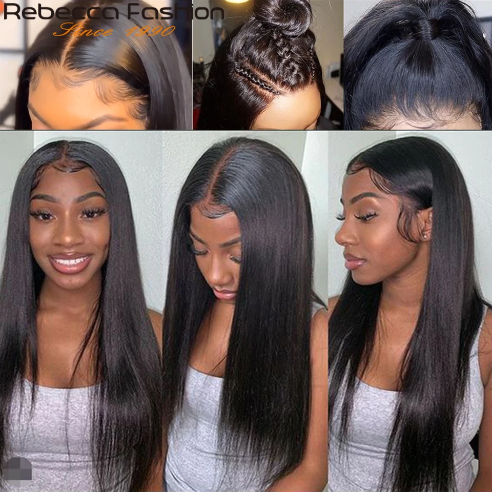 Ребекка 30 дюймов парик прозрачный Синтетические волосы на кружеве прямые парики