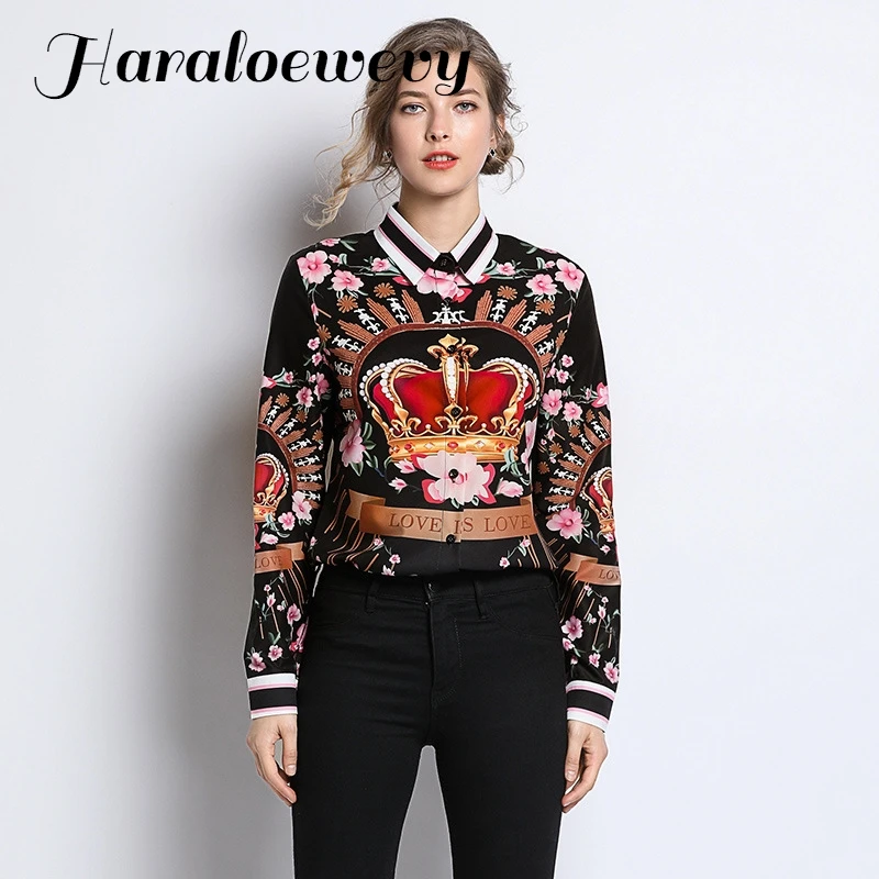 2019 Spring Autumn Long Sleeve Shirt Womens Tops And Blouses Luxury Print Vintage Blouse Ladies Office Blusas Feminina |