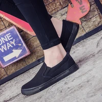 canvas shoes mens shoes all black casual solid color large size mens loafers chunky sneakers