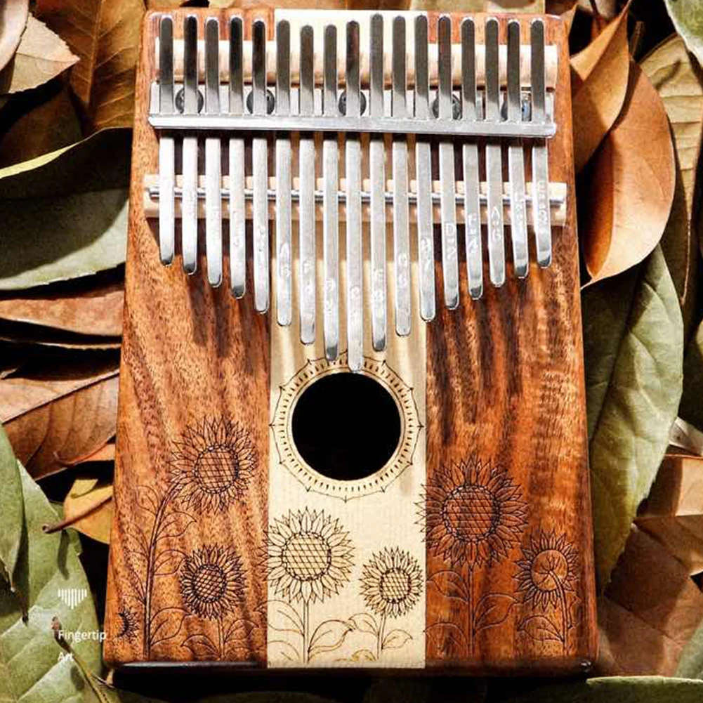 

Деревянное пальцевое пианино Sunflower Kalimba из акации и клена, пианино для начинающих, портативное пальцевое пианино с тканным молотком для тюни...