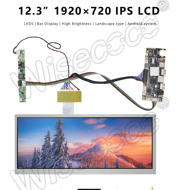 1920*720 12,3 raspberry pi ips антибликовый ЖК-дисплей экран для контроля уровня сахара в крови с 50 штырей lvds хост USB 5V DM DPG TF карты драйвер платы 1000 нит
