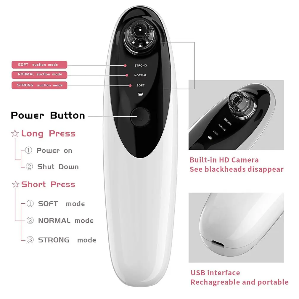 

Visible Blackheads Vacuum Facial Pores Electric Suction Instrument Blackhead Removal Suction Intelligent Cleaner