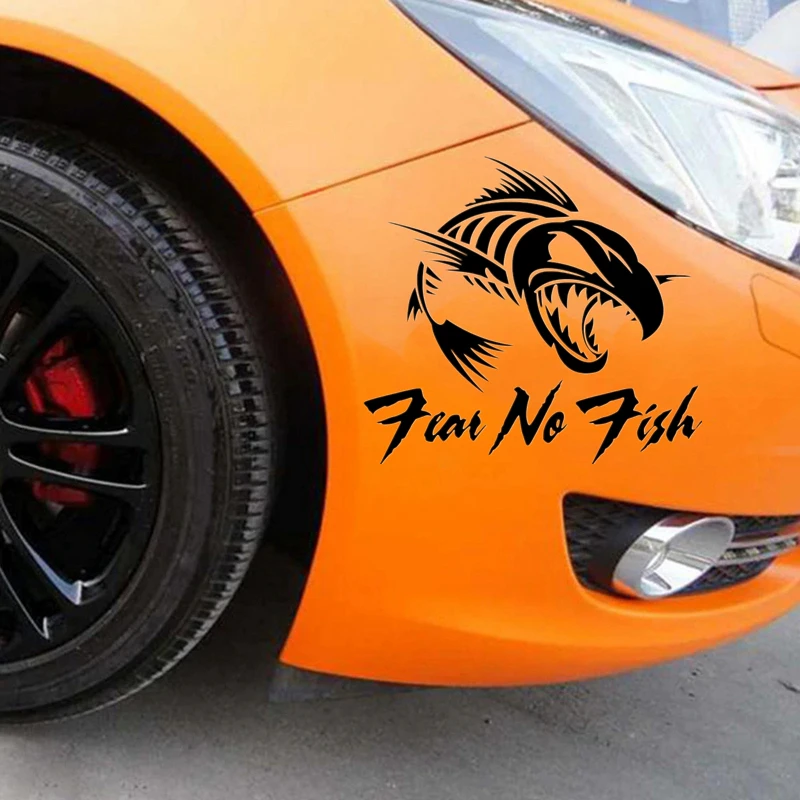 

30092# Various Colors/Sizes funny fear no fish car sticker waterproof decal on truck bumper rear window laptop