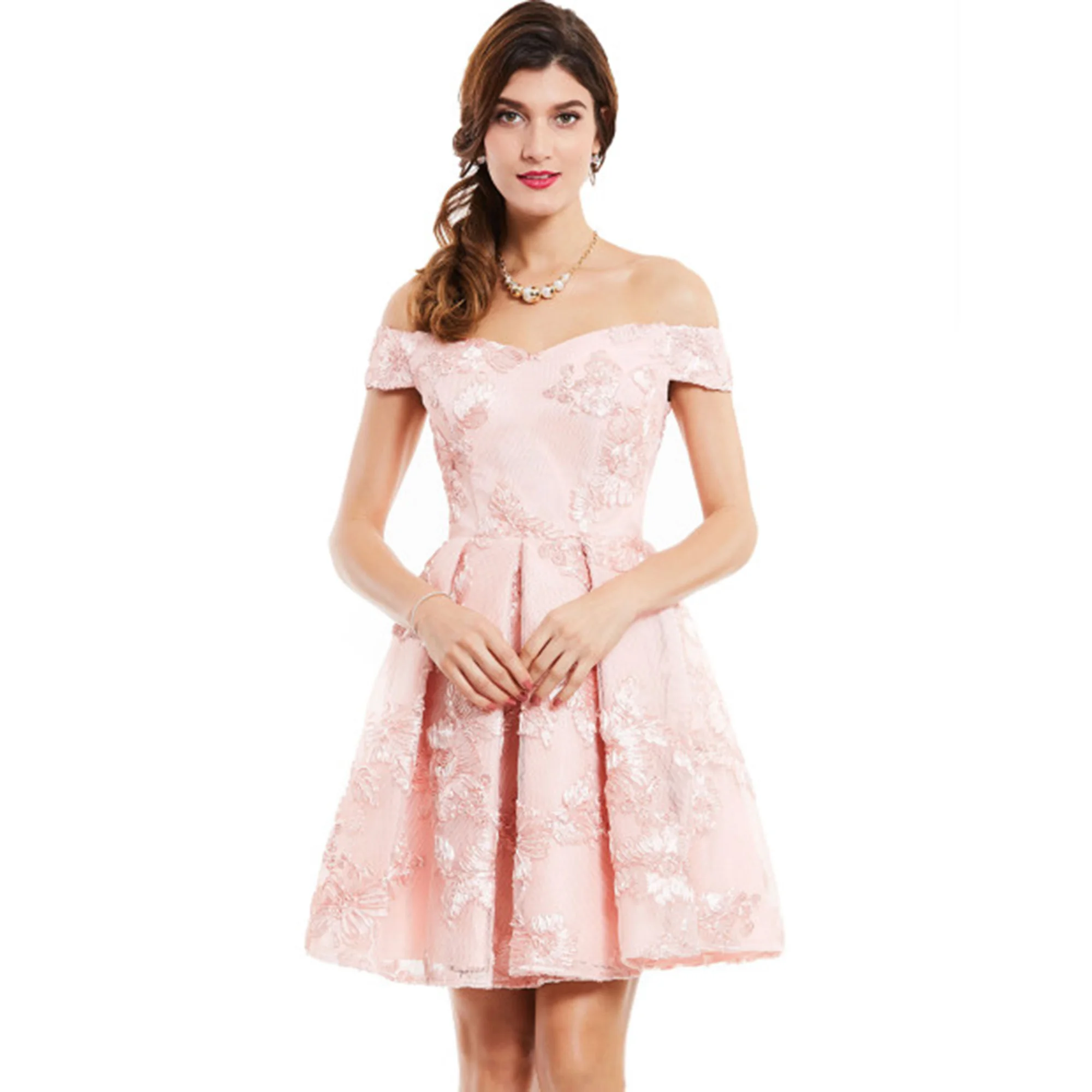 

Lace Homecoming Dress Black Off The Shoulder Short Sleeves Knee Length A Line Gown Appliques Cocktail Party Girls Young Dresses