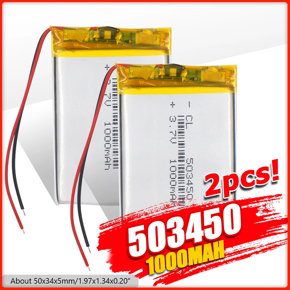 

3.7V Lipo cells 503450 1000mah Lithium Polymer Rechargeable Battery For MP3 MP4 MP5 GPS Smart Phone DVD LED Lamps Bluetooth
