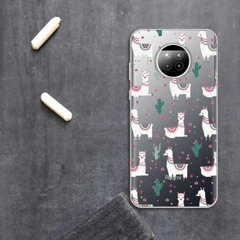 

Lovely animal cartoon Alpaca Phone Case Transparent for Xiaomi Redmi note 10 t 8 9 pro lite 11
