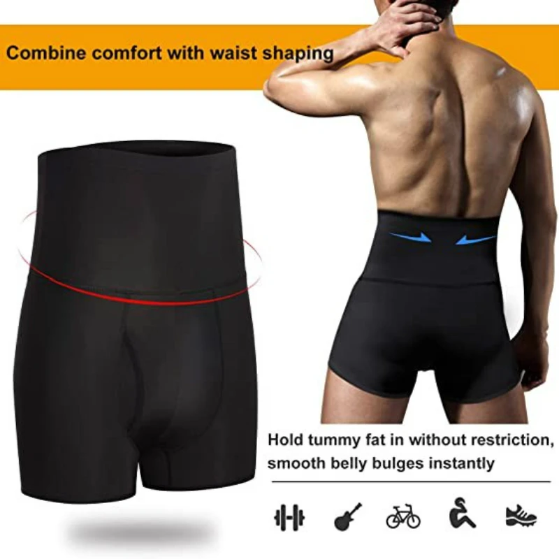

Men's Tummy Control Shapewear Shorts High Waist Trainer Slimming Anti-curling Underwear Men Body Shaper Seamless Boxer Brief