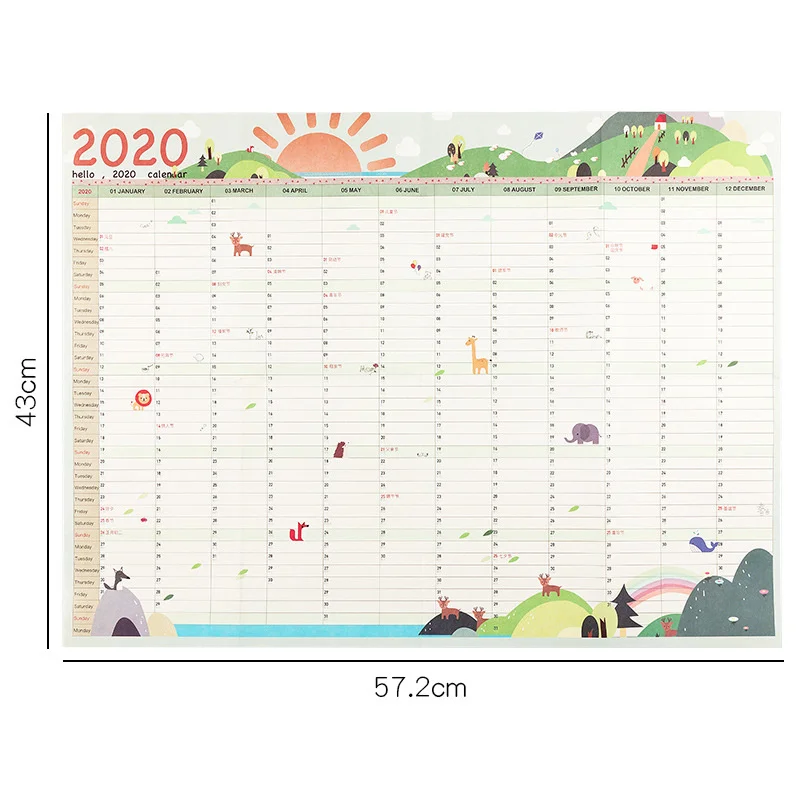 

1PC agenda 2020 365days Paper Wall Calendar Daily Planner Notes Very Large Study TO DO LIST Cute School Office supplies