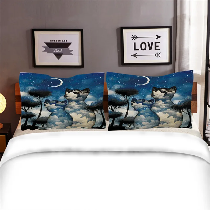 Художественный красивый мягкий комплект постельного белья с рисунком кота