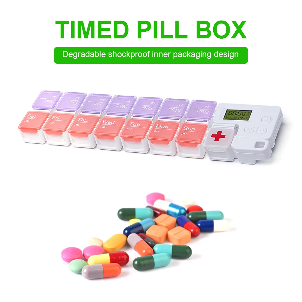 Контейнер для таблеток с 14 отделениями электронный контейнер хранения лекарств