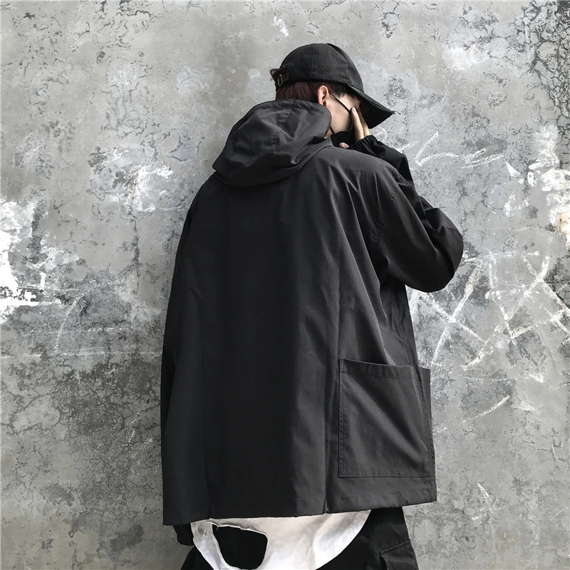 Куртка IEFB/мужская и женская с воротником хомутом капюшоном тонкая свободная