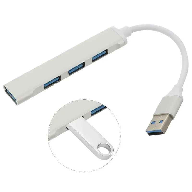 

1Pc Aluminium Alloy USB Hub Office Laptop 4 Port USB Hub Portable Splitter