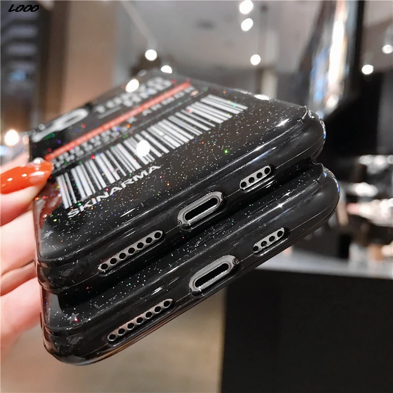 Черная эпоксидная смола арт буквы этикетка блестящий чехол для телефона iphone 11 Pro