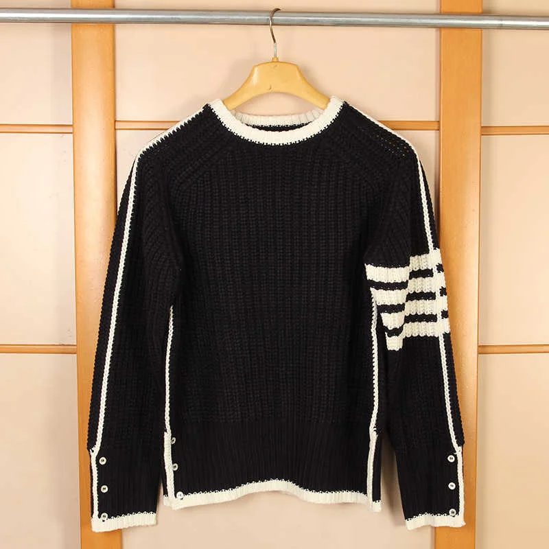 

2021 TB fashion brand sweaters men women o-neck striped wool pullovers mens korea winter thick knitting clothing male