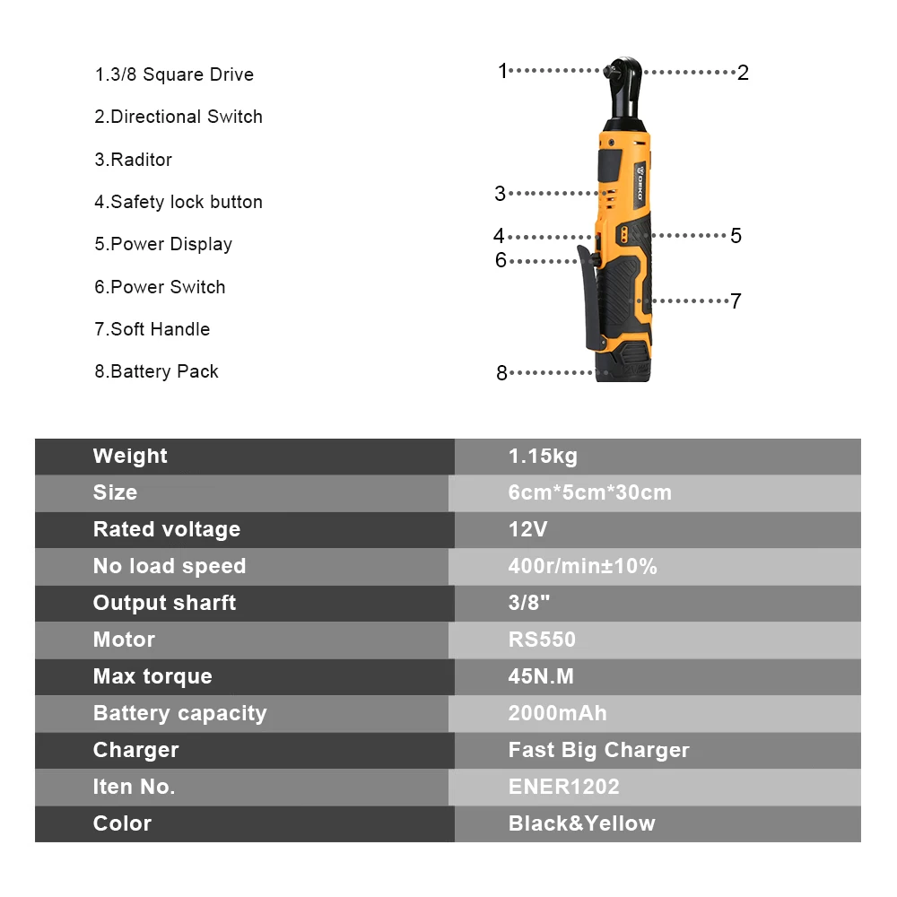 Электрическая трещотка DEKO 12V DKRW12 Li|Гаечный ключ| |