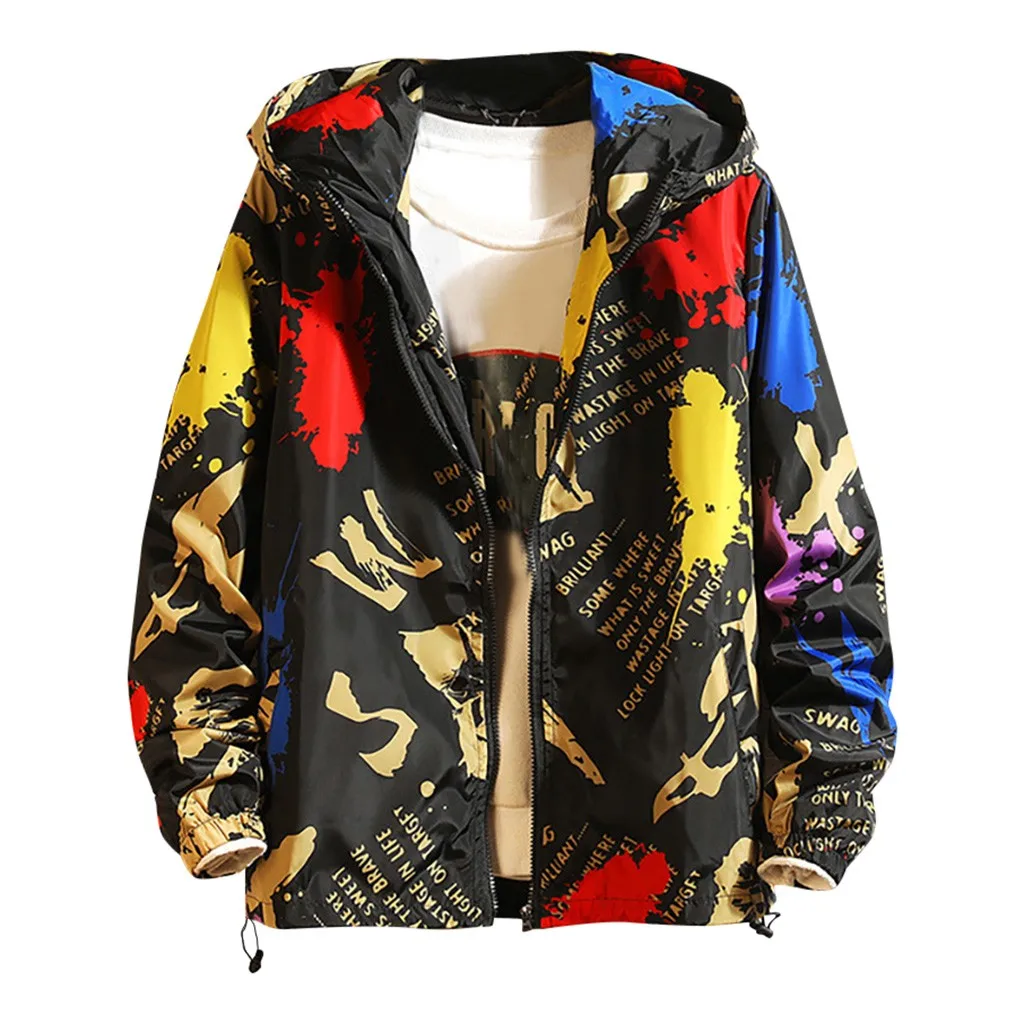 

Tide Chaqueta Hombre Men Printed Hoodies Autumn Winter Casual Fashion Mutilcolor Outwear Tops Coats