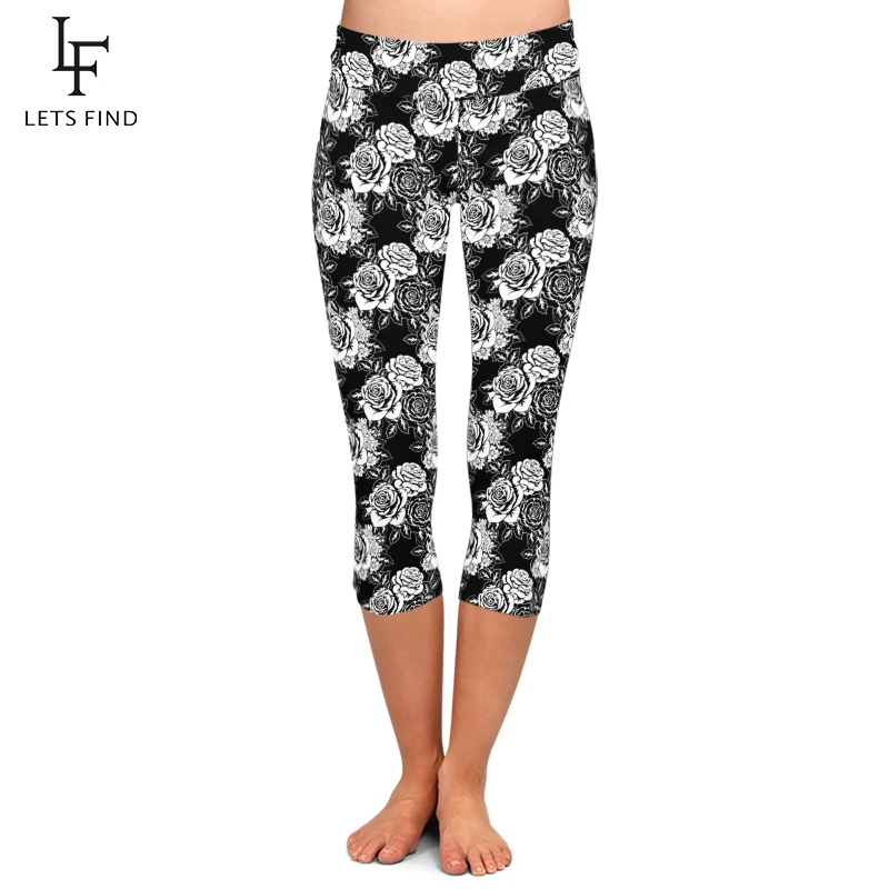 Леггинсы LETSFIND женские с высокой талией пикантные черные штаны до середины икры