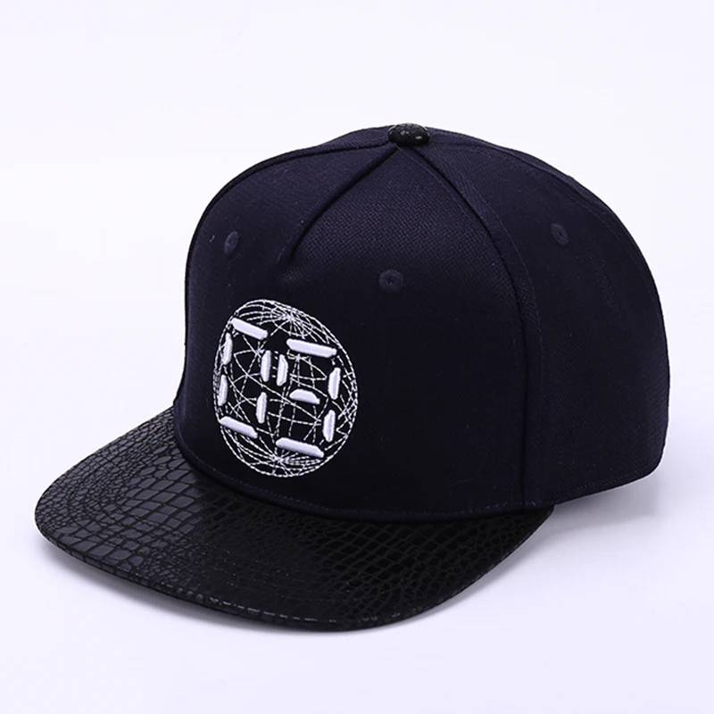 

Fashion Men PU Brim Performance Hip-Hop Hats Women Adjustable Baseball Cap Adult Letter Embroidery Snapback Flat Hat