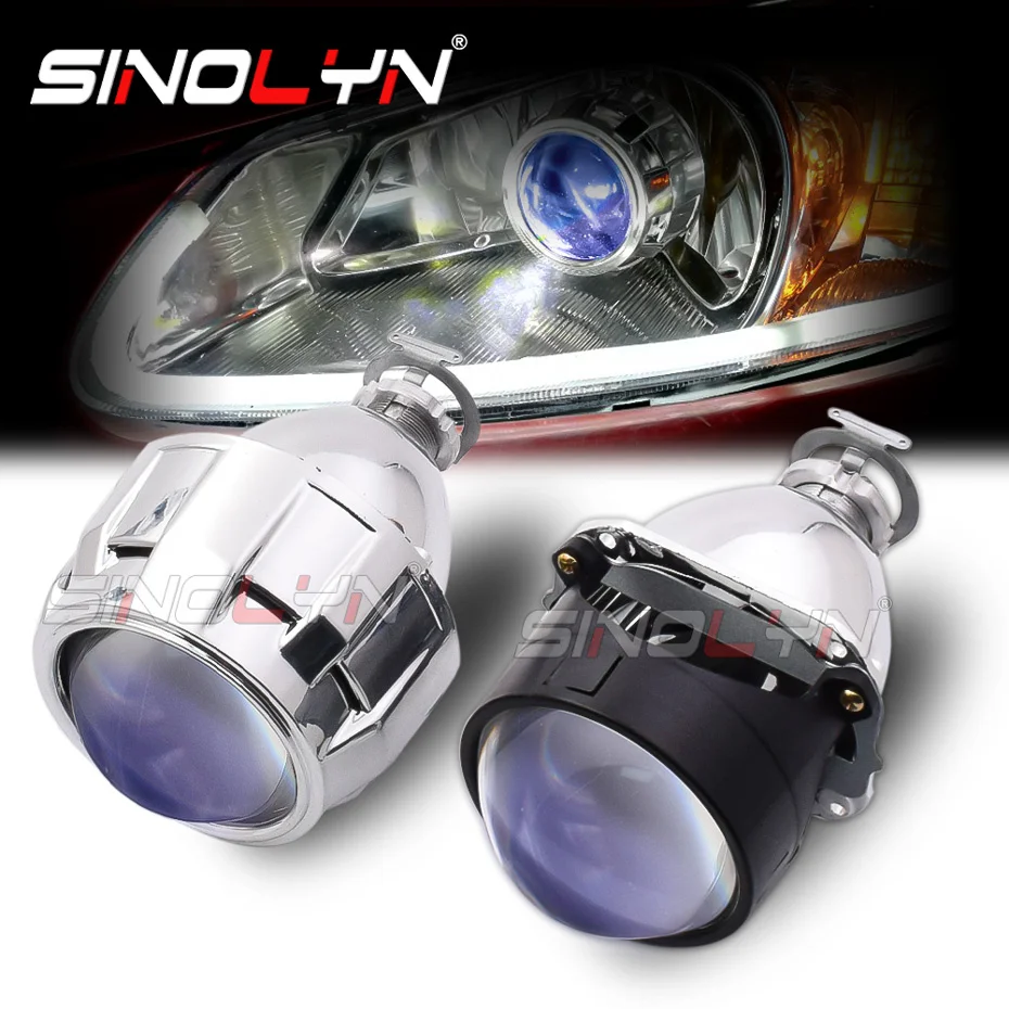 Sinolyn Bi Xenon Projector Lenses For Headlight Blue Projector For H4 H7 Car Motorcycle Use H1 HID Bulb Car Products Accessories