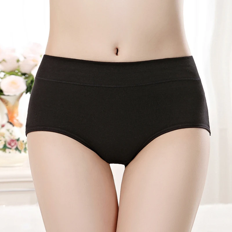 

Q 2020 Underpants Ladies Briefs Elastic M/L/XL/XXL For Women Mid-Rise Panties Solid Color Cotton Breathable Multicolor Underwear
