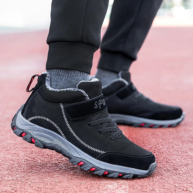 Водонепроницаемые зимние мужские ботинки из коровьей замши теплые женские