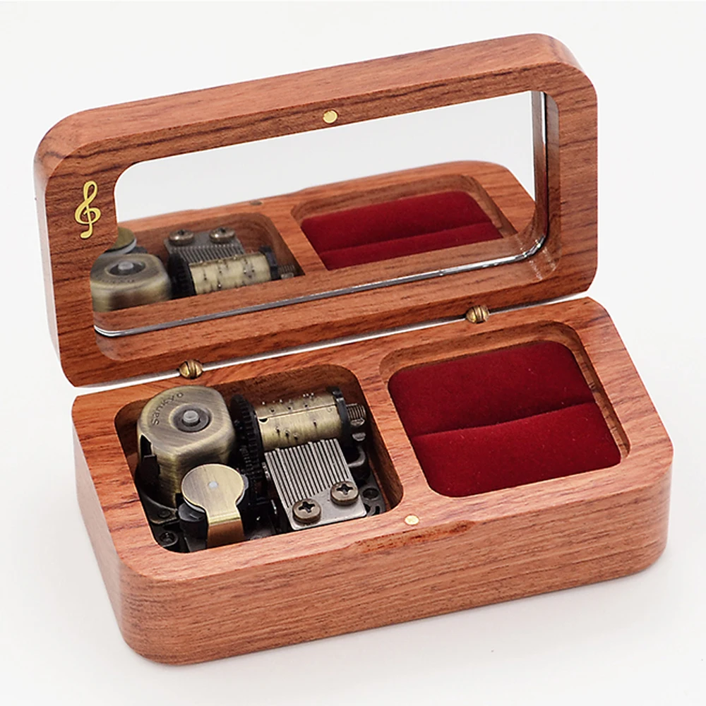 Музыкальная шкатулка из твердой древесины для колец практичный подарок на день