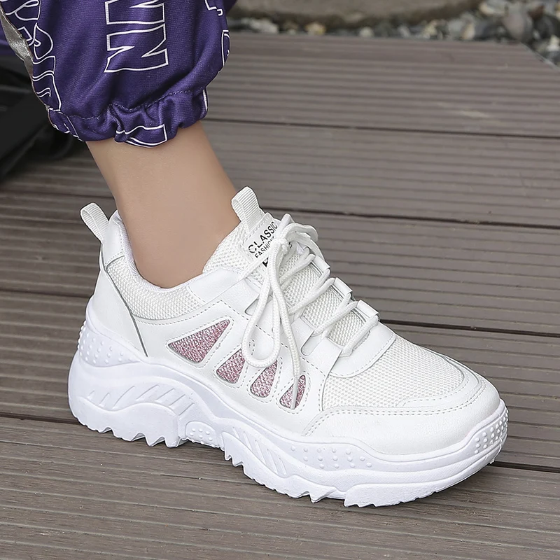 2020 женские кроссовки на платформе женская Вулканизированная обувь белого цвета