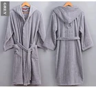Халат хлопковый мужской с капюшоном, плотный теплый халат для дома, отеля, свадьбы, подружки невесты, серого цвета, зимний