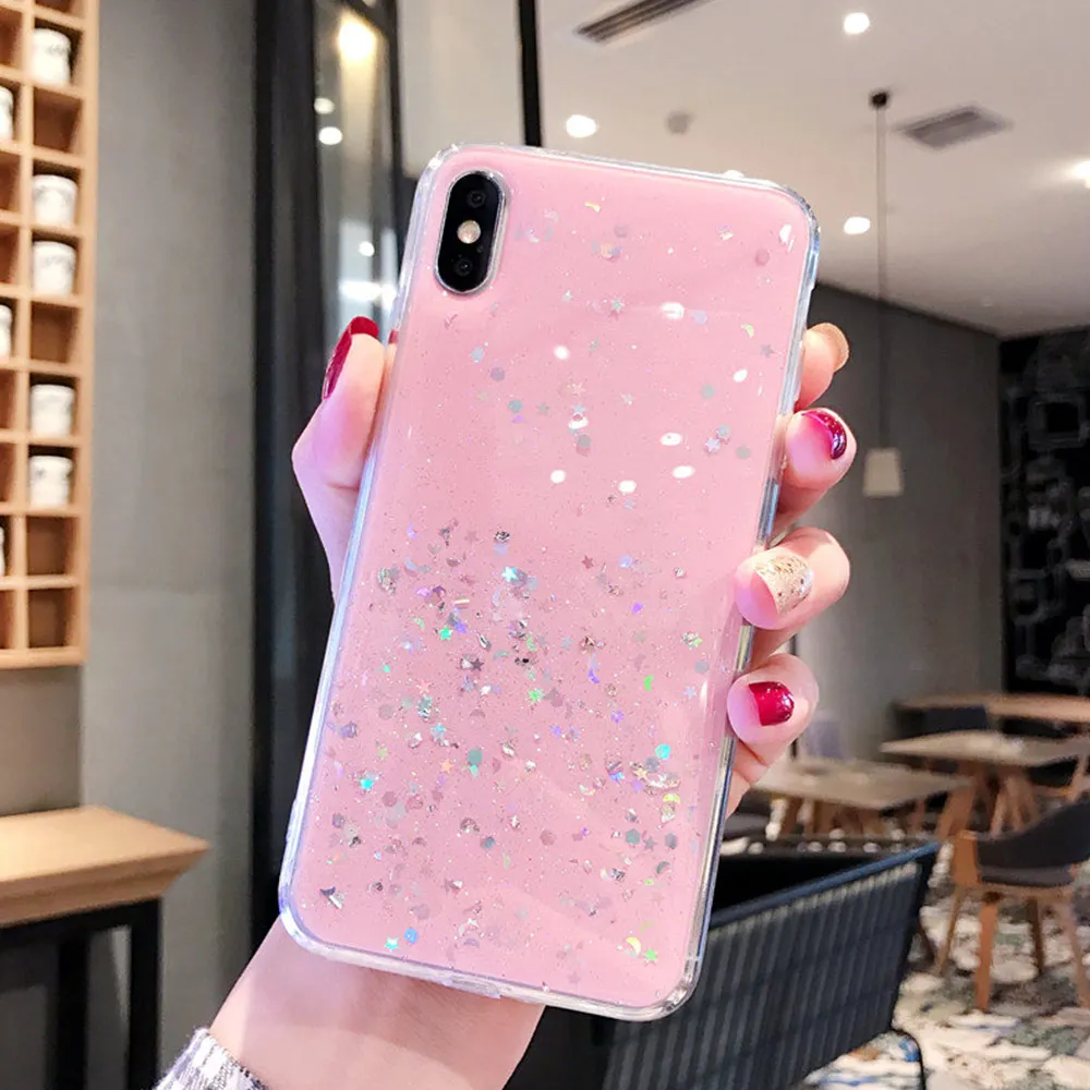 Чехлы для телефонов iPhone XS Max XR X 10 8 7 6 6S Plus Блестящий мягкий прозрачный силиконовый
