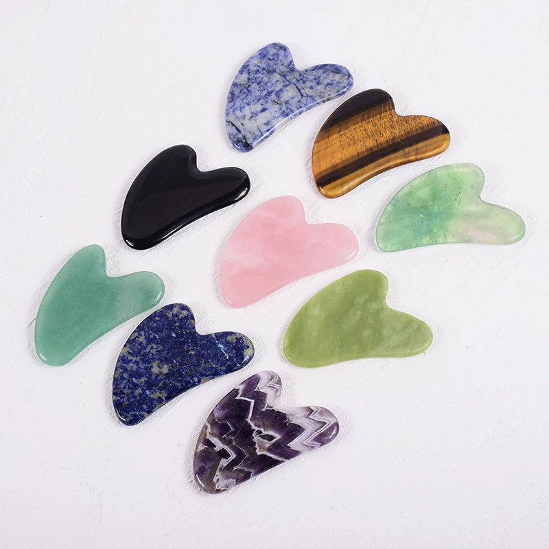 Wholesale Jade Massage Gua Sha Tool Natural Stone Rose Quartz Facial Acupuncture Scraping Healing Body Eye Health Care Massager |
