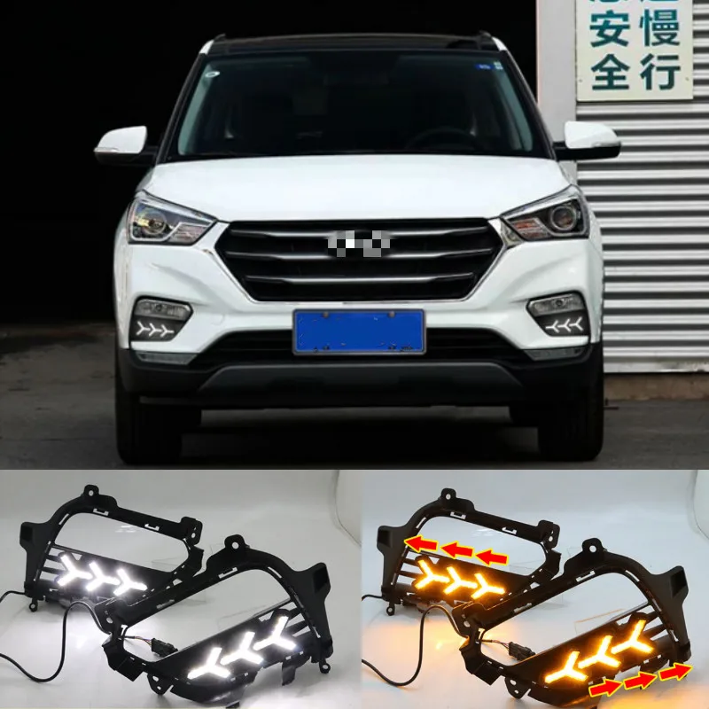 2 шт. для Hyundai Creta IX25 2017 2018 2019 2020 DRL светодиодный дневный ходовой светильник