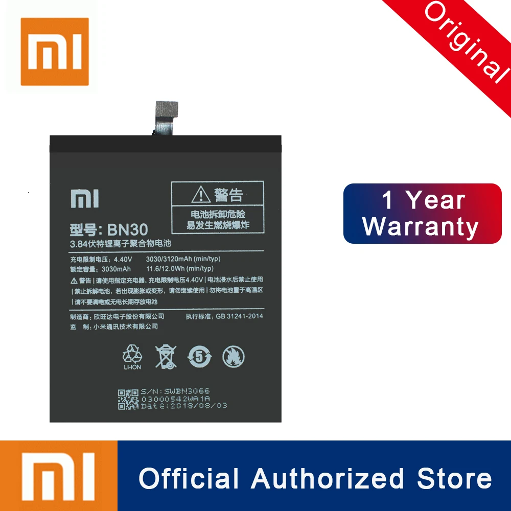 Xiao Mi 100% оригинал BN30 для Xiaomi Redrice Hongmi Redmi 4A реальная емкость перезаряжаемая