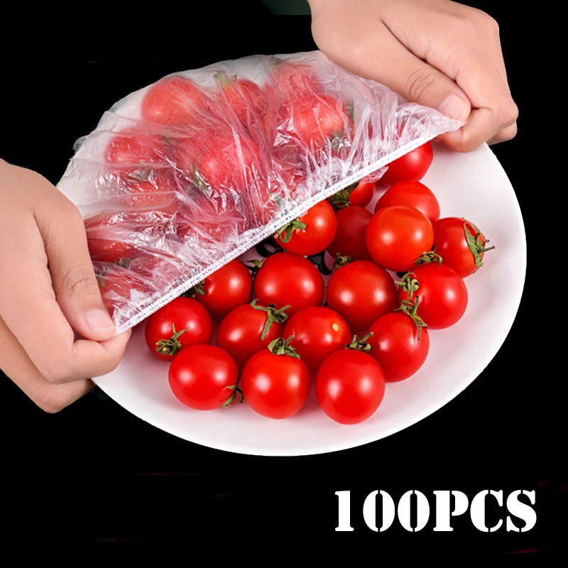 50/100PCS Disposable Food Cover Plastic Wrap Elastic Lids For Fruit Bowls Cups Caps Storage Kitchen Fresh Keeping Saver Bag | Дом и сад