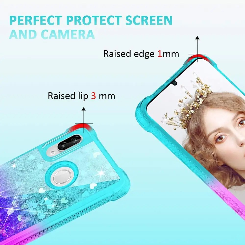Case For Huawei P Smart 2019 Gradient Quicksand Glitter Soft TPU Air Cushion Bumper Cover for Honor 10 Lite | Мобильные телефоны и