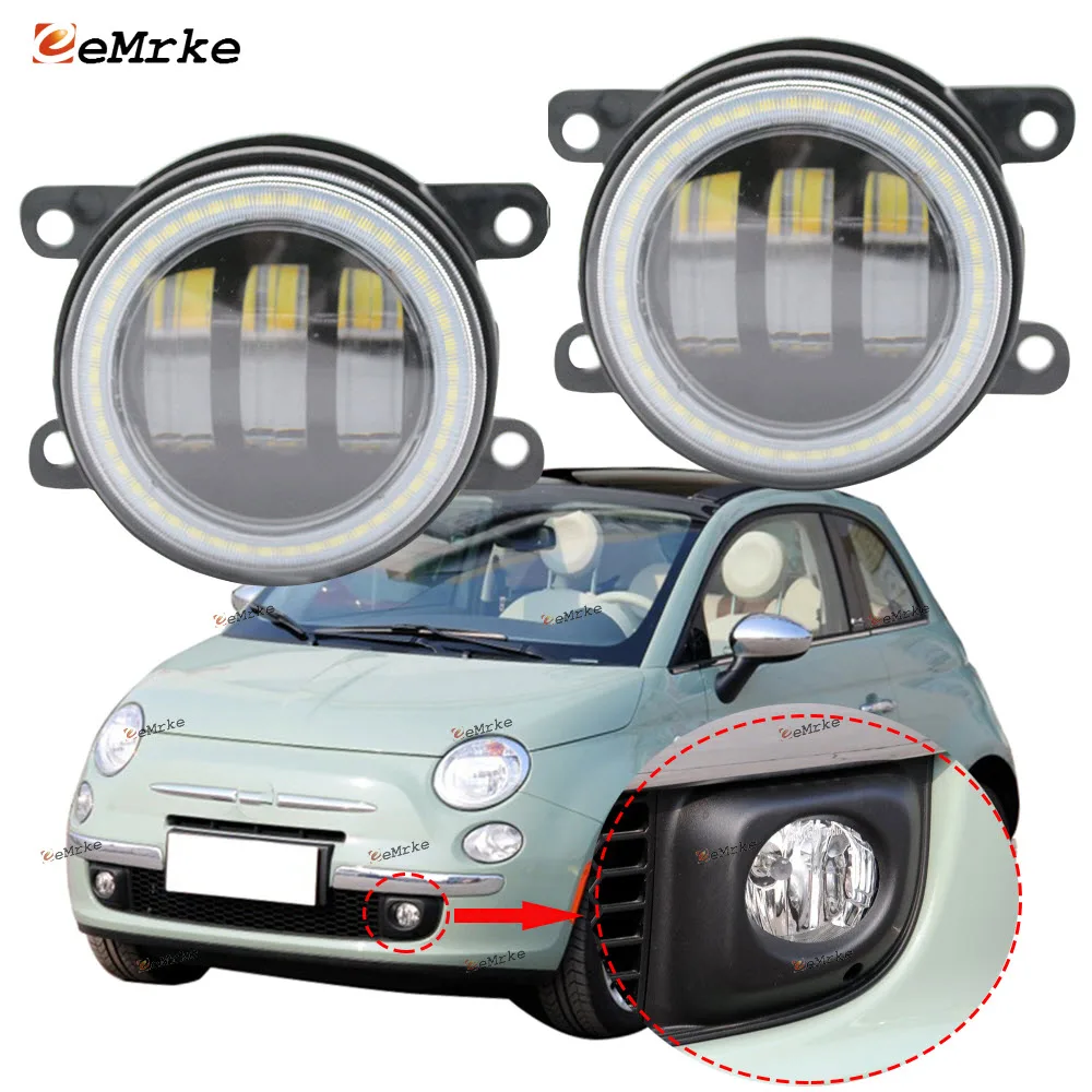 

2X светодиодный светильник в виде ангельских глаз DRL для Fiat 500 312/FF лаундж воздуха 2011 2012 2013 2014 2015 светодиодные противотуманные фары объектив ла...