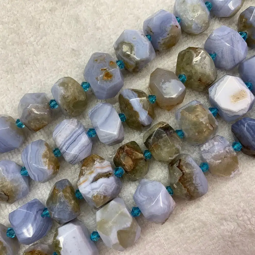 

natural Brazil blue lace agate/ chalcedony beads natural gemstone beads DIY loose beads for jewelry making strand 15" wholesale