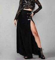 women long skirt punk sexy high waist casual party women skirt solid color plus size side opening women clothes