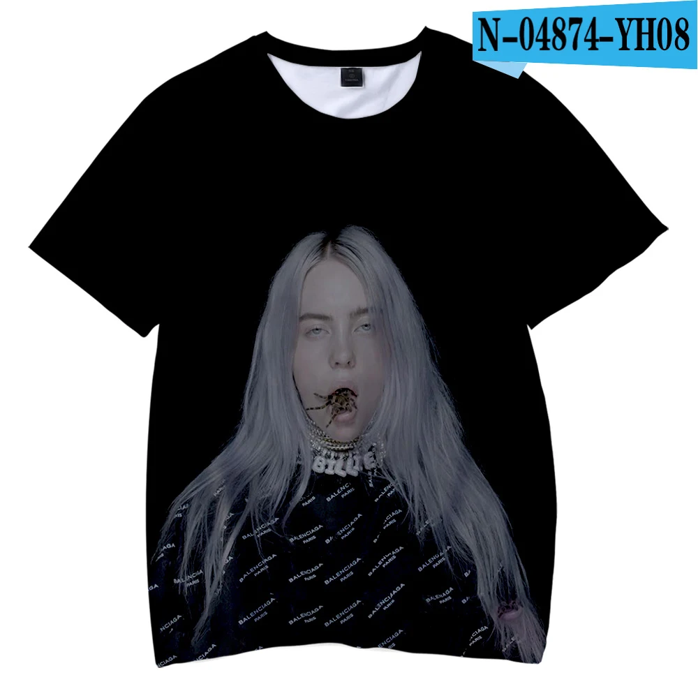 Красный Billie Eilish/ летняя футболка для мальчиков, Детская футболка с 3d принтом для мальчиков и девочек, детская одежда для 4, 5, 6, 7, 8, 9, 10, 12 лет - Цвет: Красный
