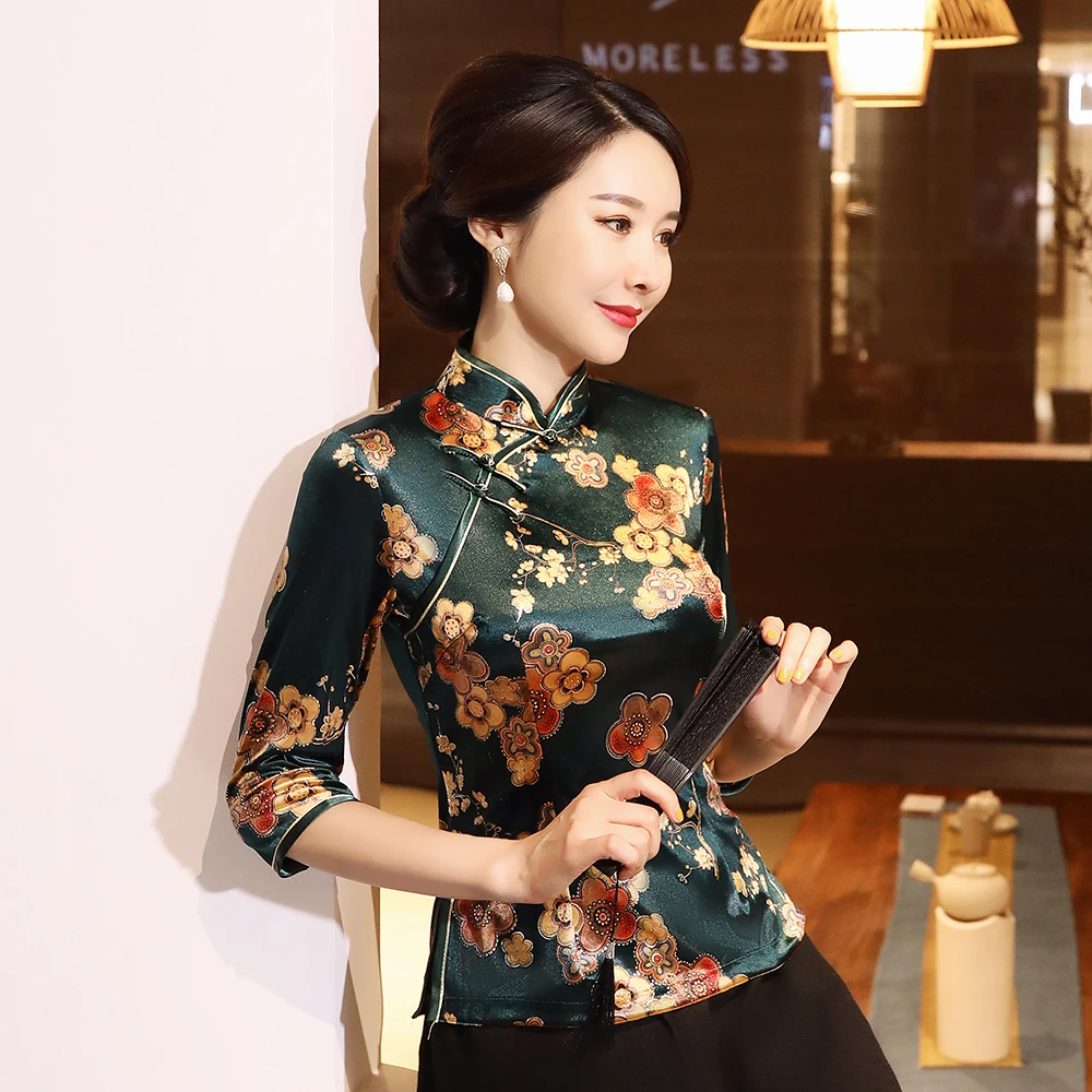 Plus Size 5XL Retro Lady Tops Chinese Traditional Female Tang Coat Asian Mandarin Collar Blouse Elegant Clothes Classic Shirt |
