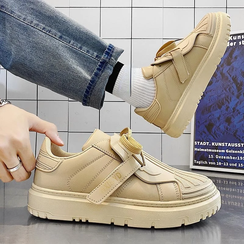

Spring Summer Casual PU Leather Shoe Korean Version of The Trend Men Fashion Sneakers Students Running Travel Shoes Men Shoes