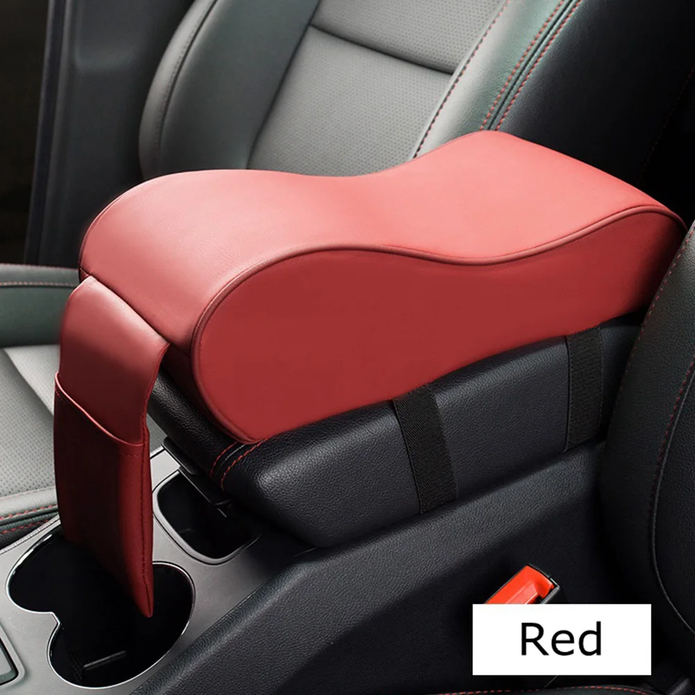 red Автомобильный подлокотник, новинка, кожаные универсальные авто подлокотники, автомобильная центральная консоль, подлокотник, сиденье, коробка, накладка, автомобильный защитный стиль - Название цвета: red