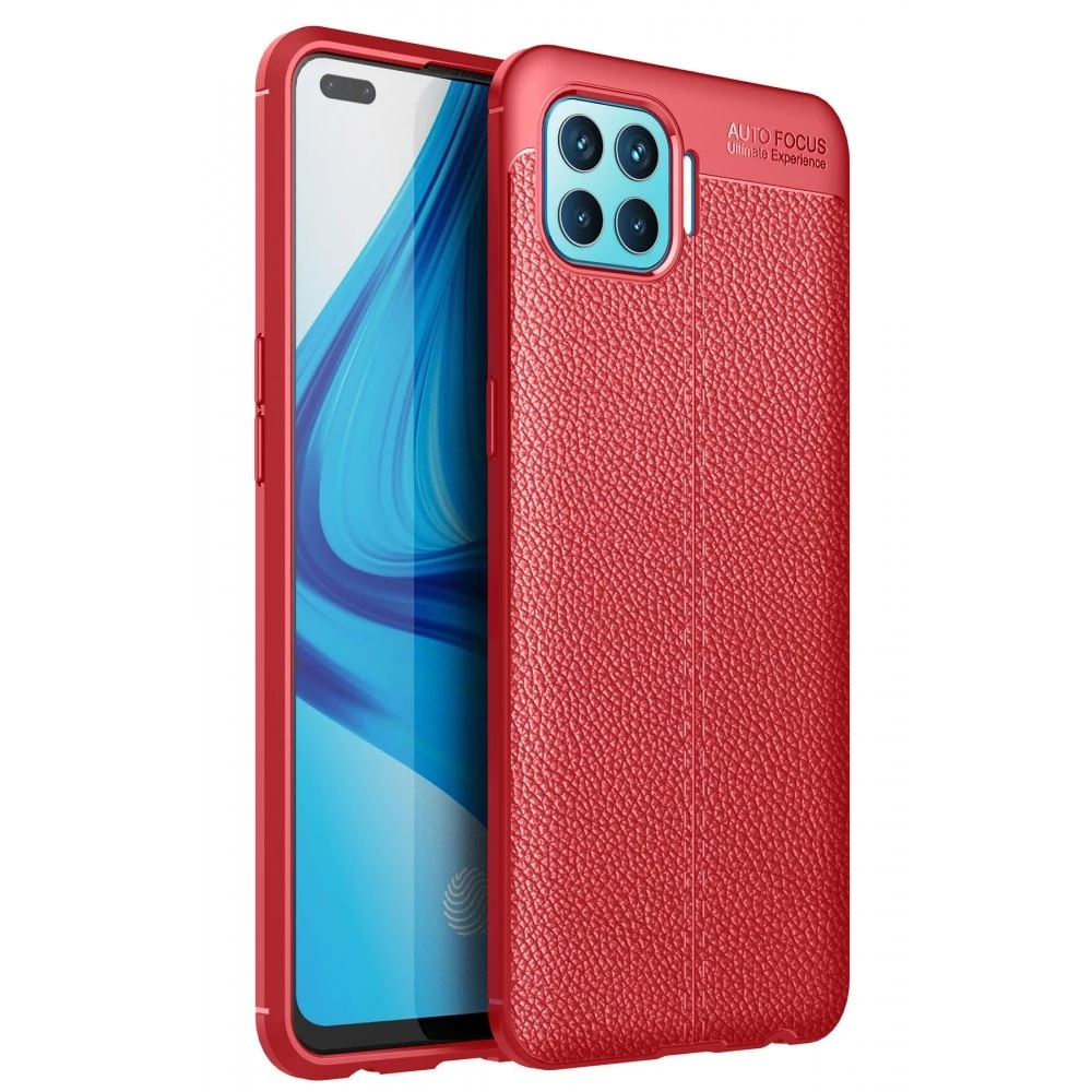 

Чехол для телефона, совместимый с Oppo Reno 4 Lite, кожаный, силиконовый, красный