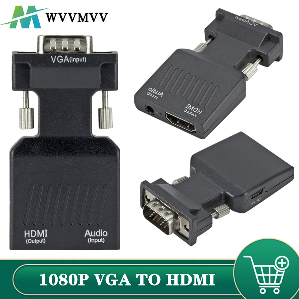 WVVMVV 1080P/720P VGA в HDMI-совместимый конвертер Кабель-адаптер аудиовход питания для